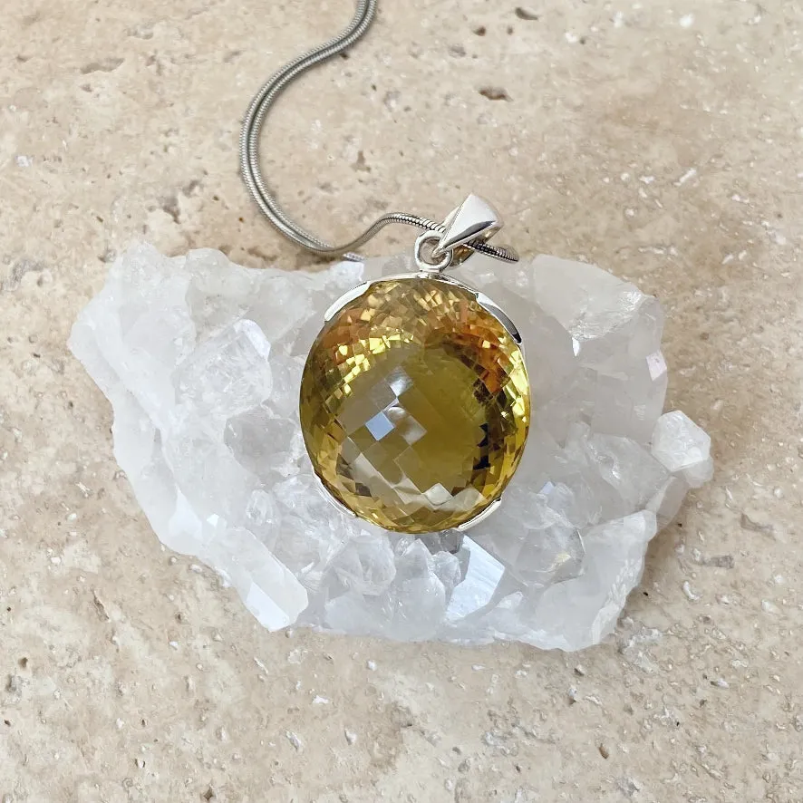 Lemon Quartz Large Oval Pendant