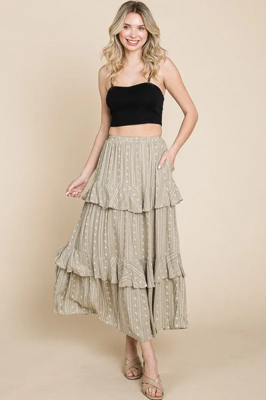 Light Olive Swing Skirt