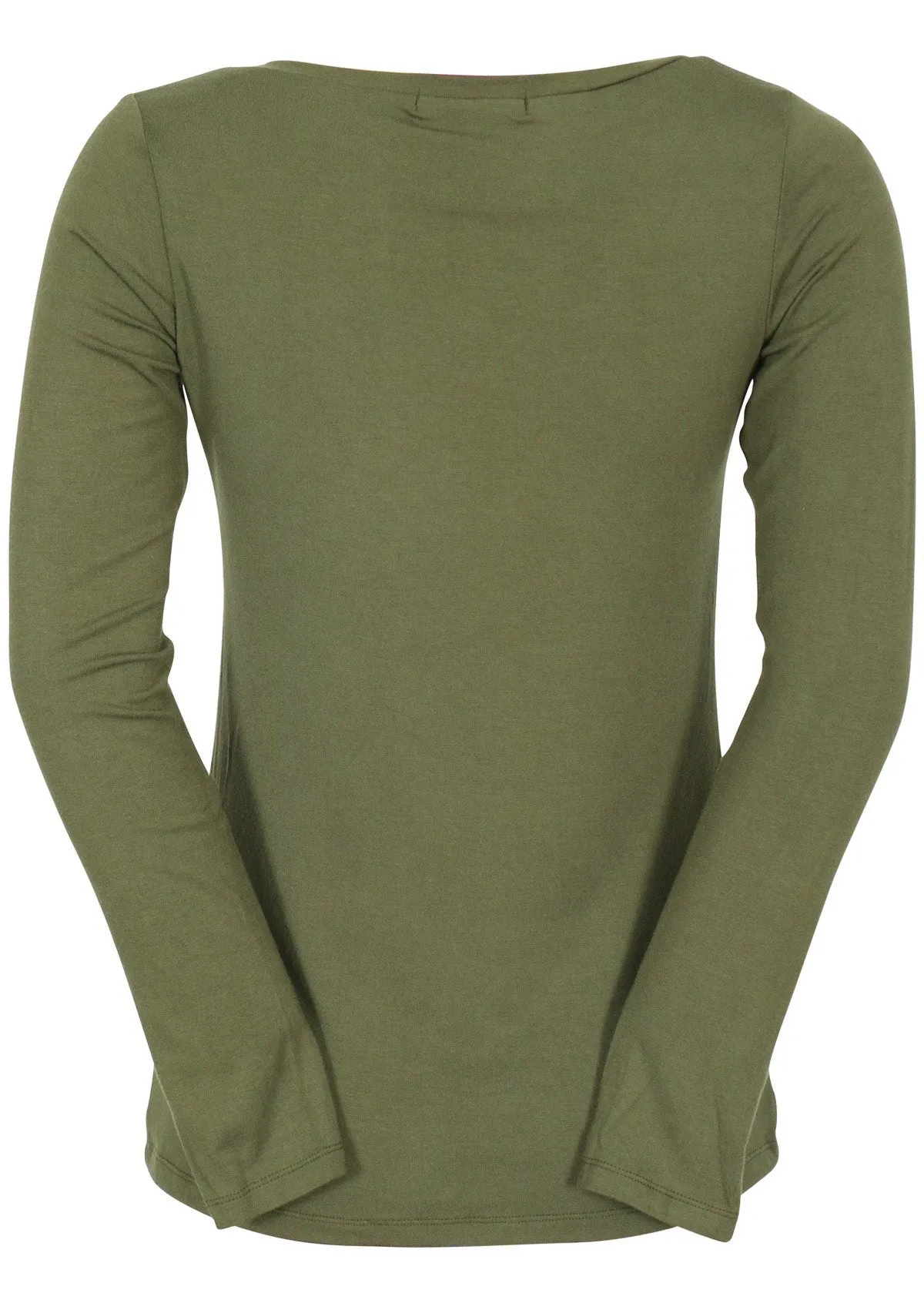 Long Sleeve Stretch V-neck Top Olive