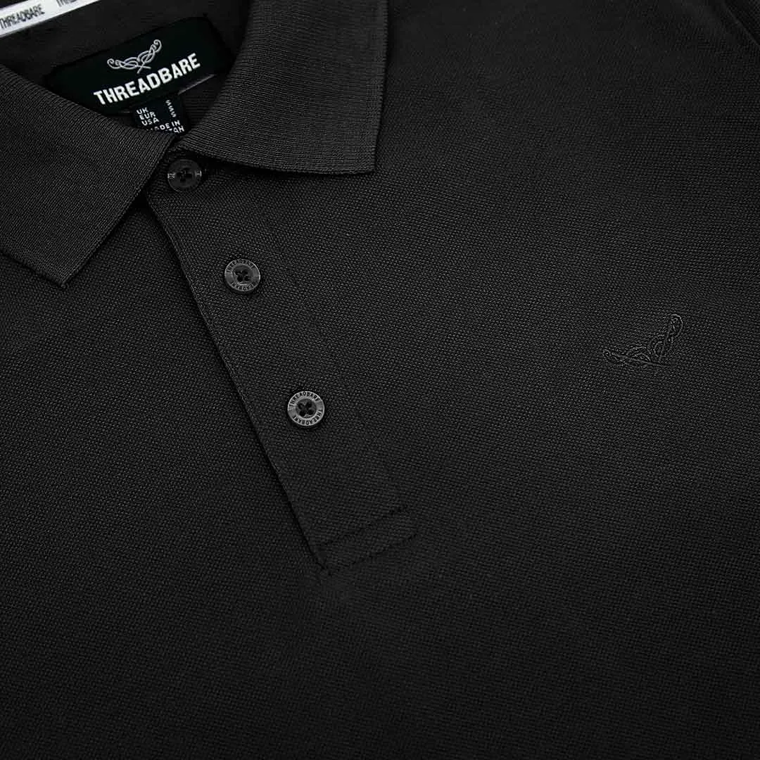 Men Slim Fit Embroidered Black Pique Polo Shirt