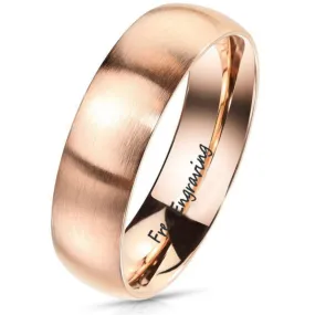 Men's Custom Engraved Rose Gold Wedding Ring - Personalized Wedding Ring For Him