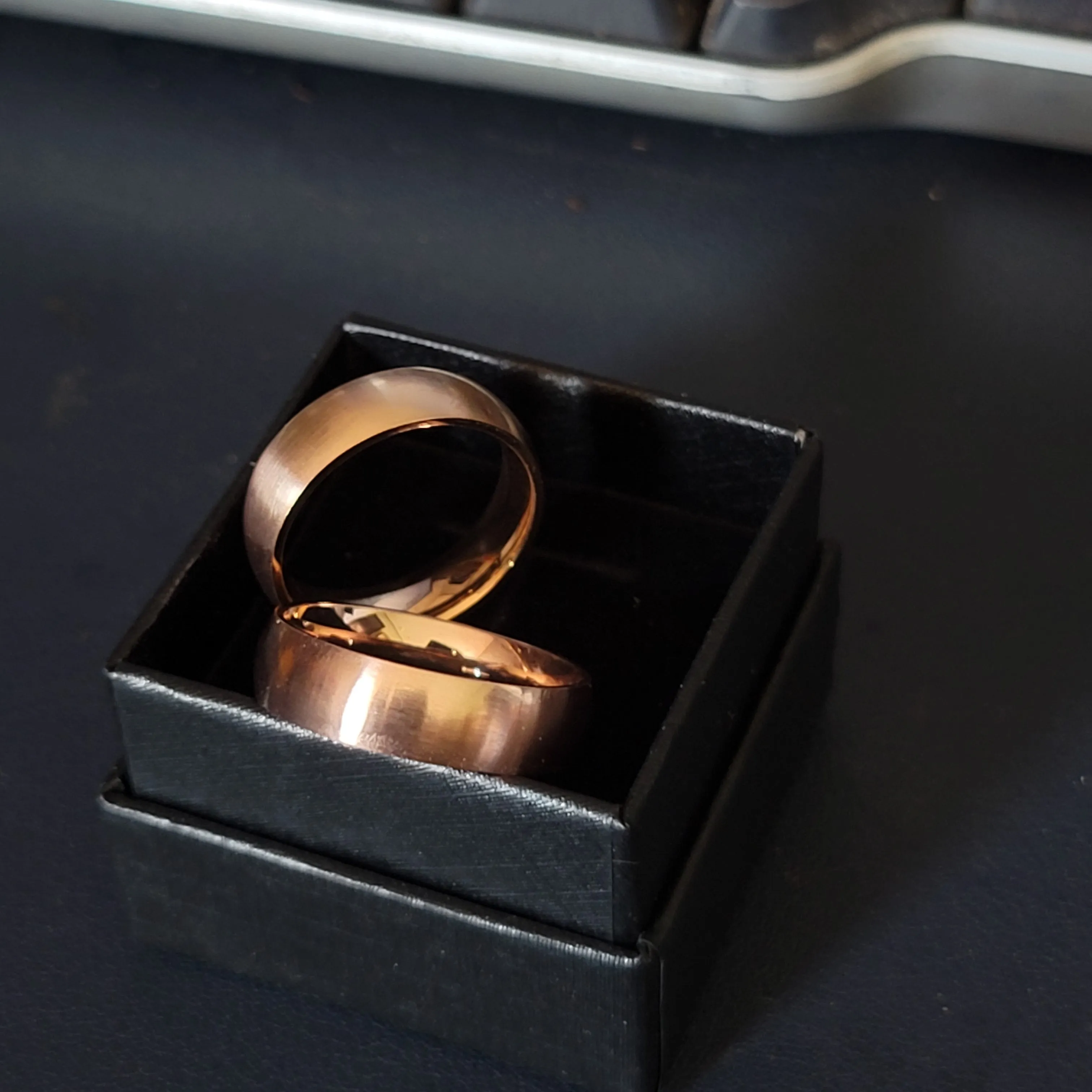 Men's Custom Engraved Rose Gold Wedding Ring - Personalized Wedding Ring For Him