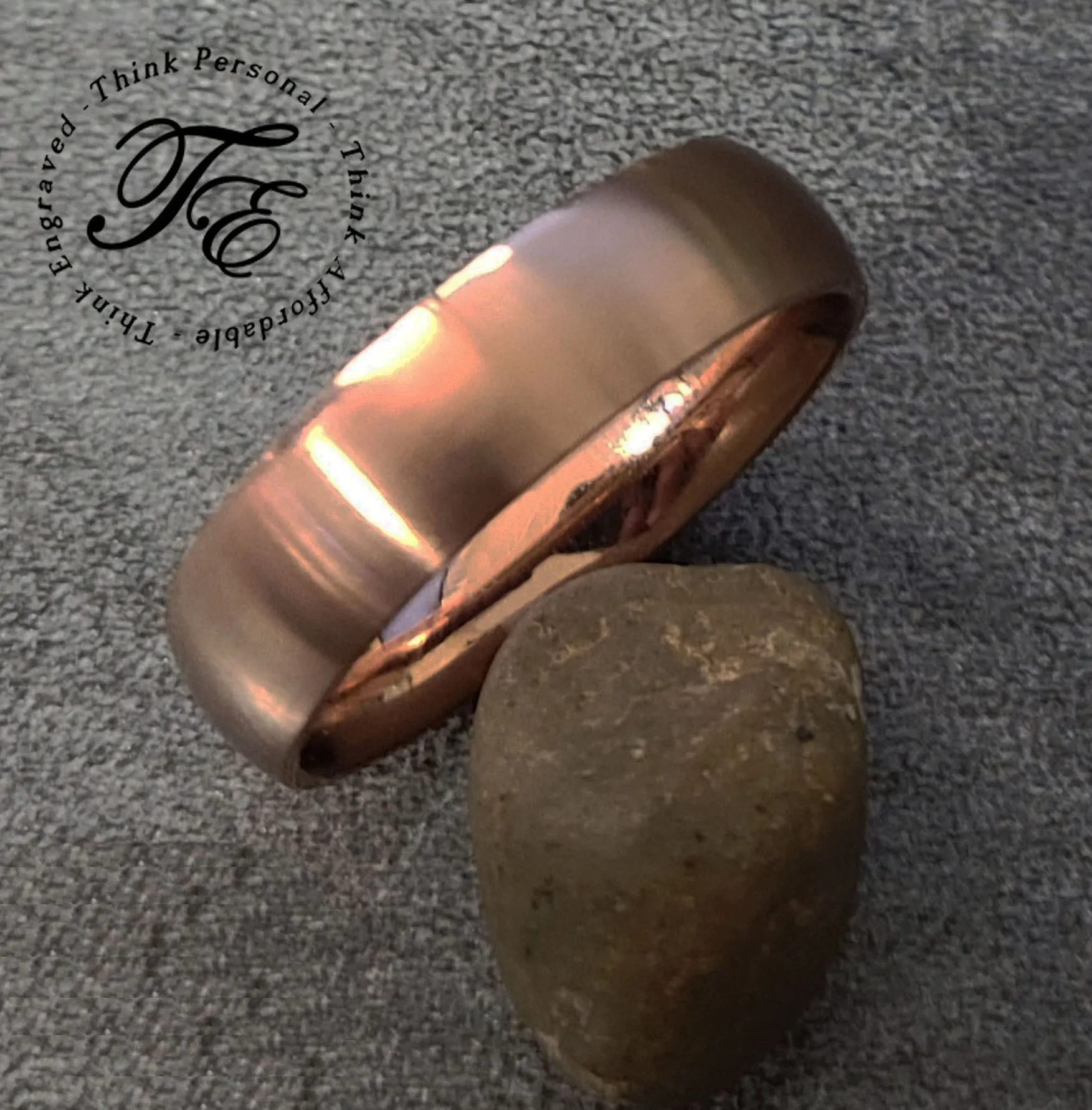 Men's Custom Engraved Rose Gold Wedding Ring - Personalized Wedding Ring For Him