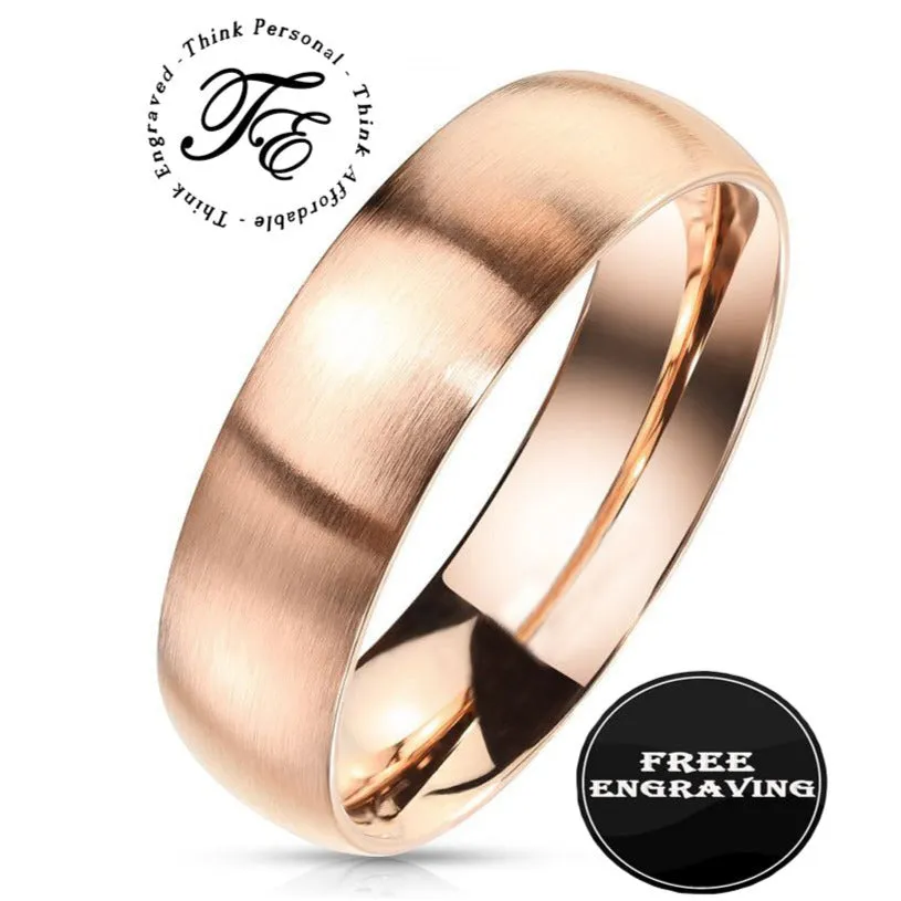 Men's Custom Engraved Rose Gold Wedding Ring - Personalized Wedding Ring For Him