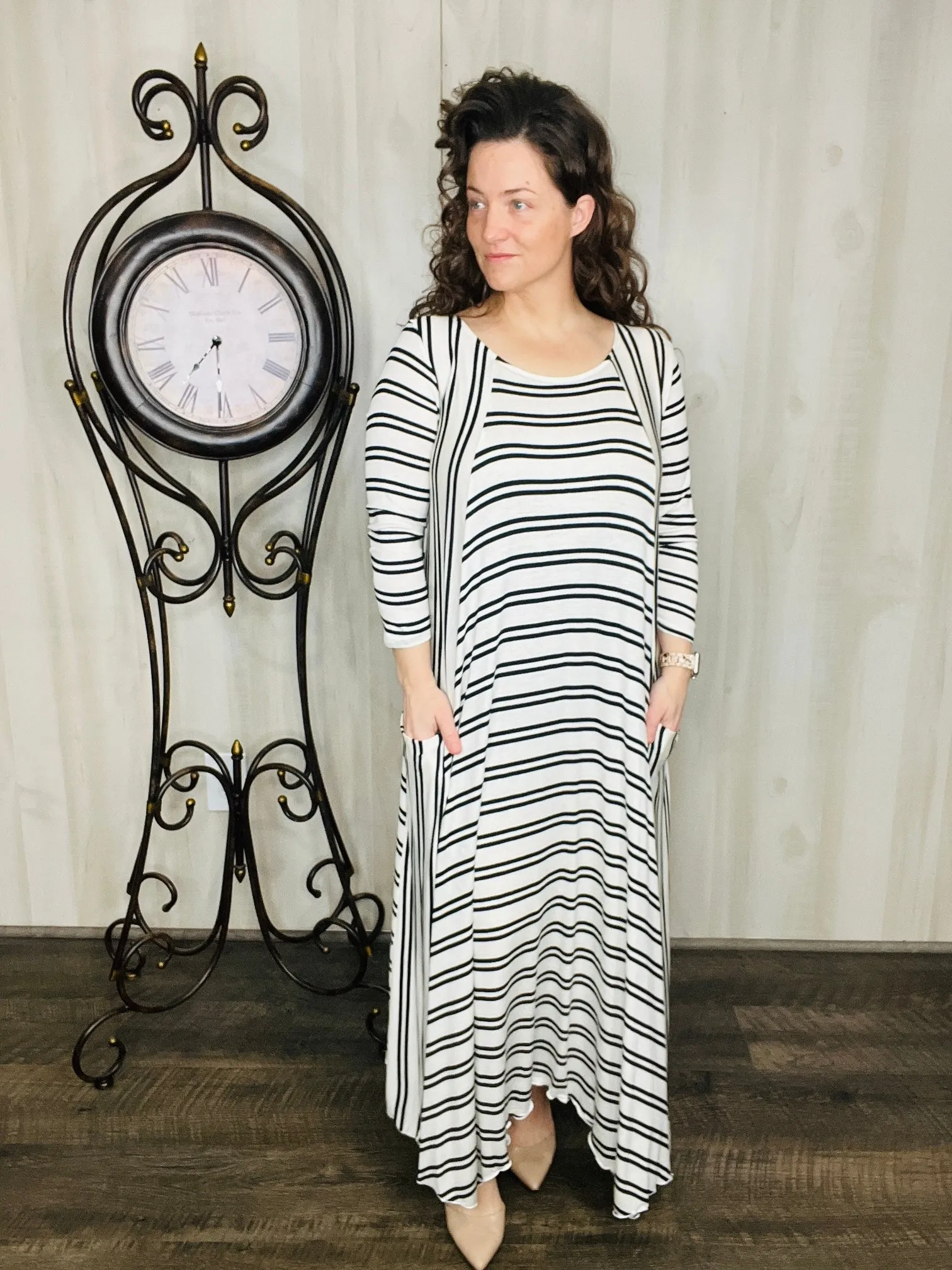 Michelle Ivory & Stripes Dress