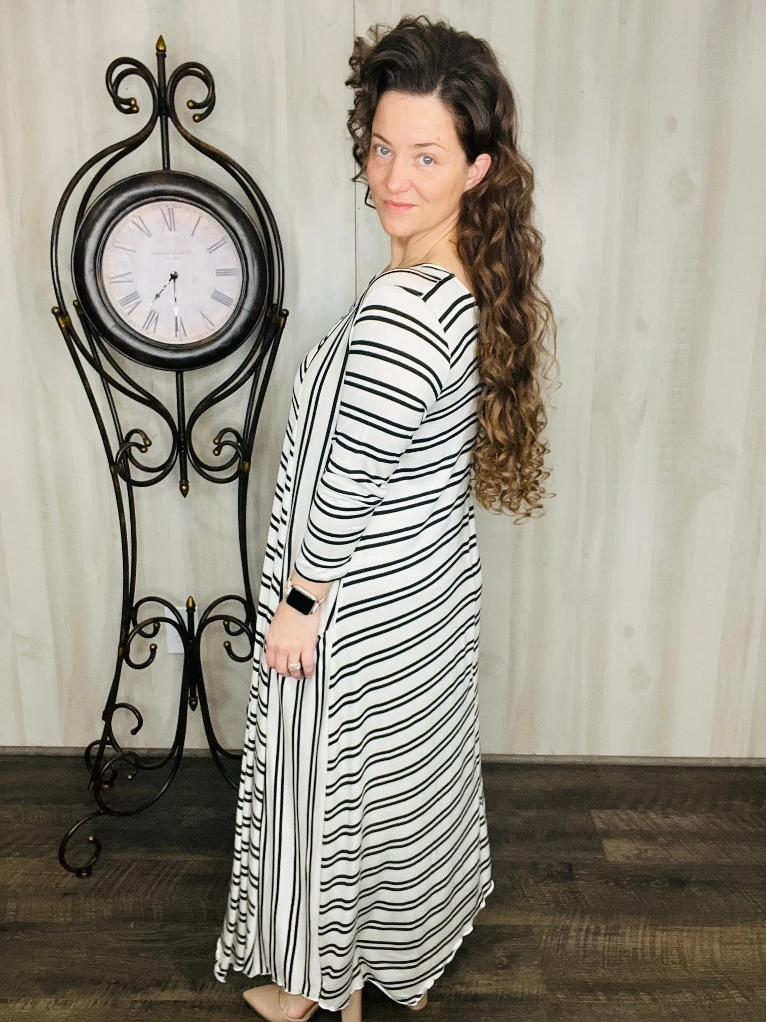 Michelle Ivory & Stripes Dress