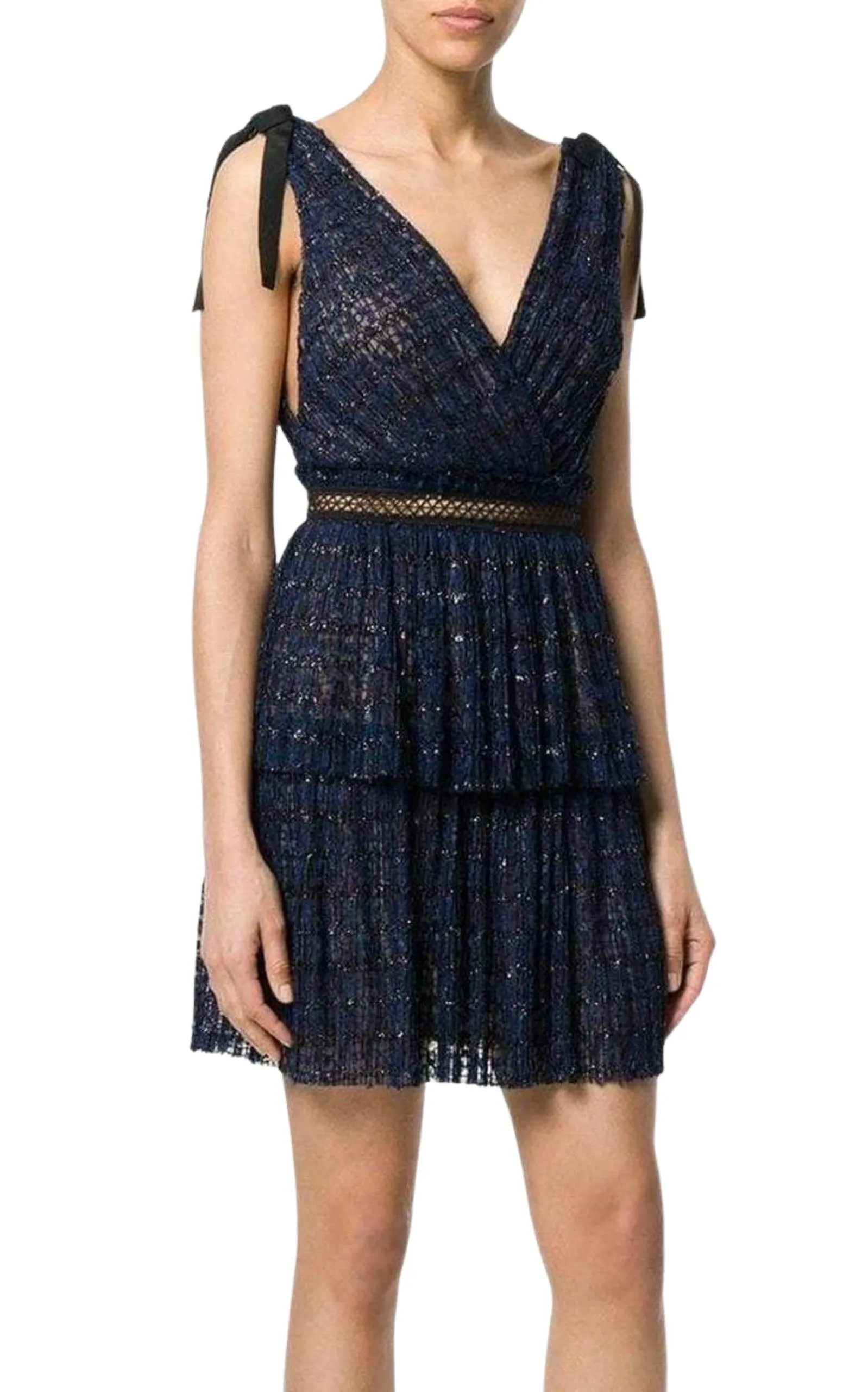 Navy Metallic Pattern Dress