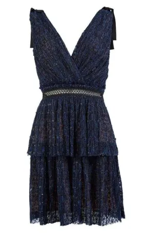 Navy Metallic Pattern Dress