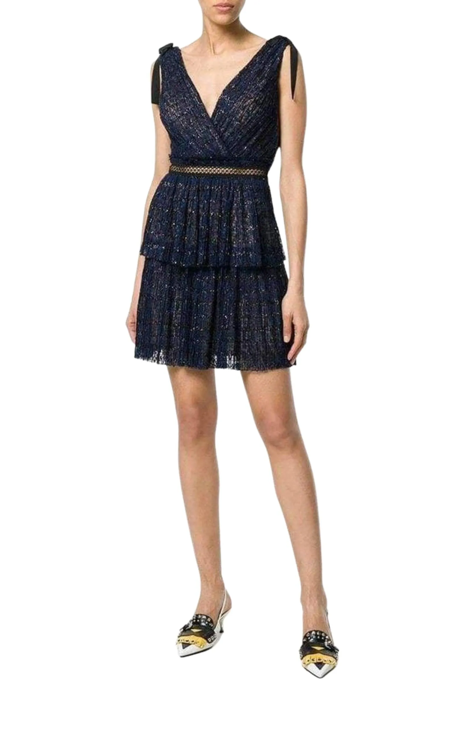 Navy Metallic Pattern Dress