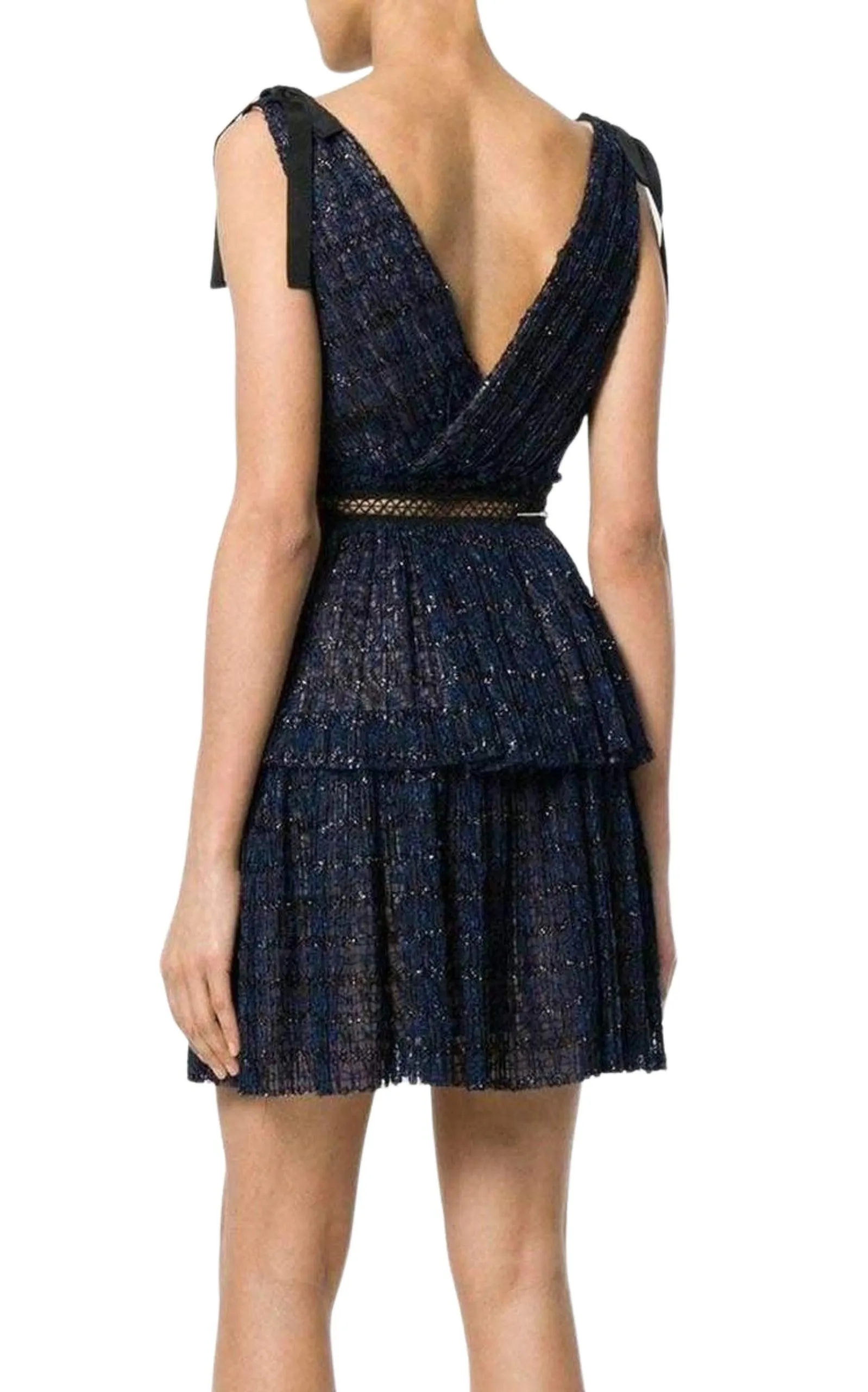 Navy Metallic Pattern Dress