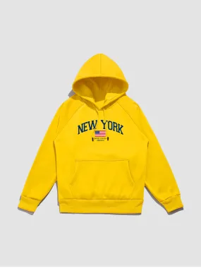 New York Flag Print Hoodie