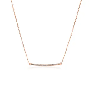 Pave Set Diamond Bar Necklace