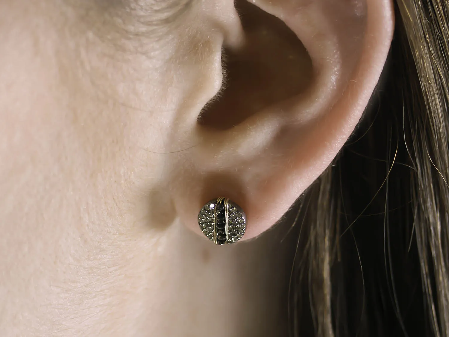 Pavé Rustic Gray and Black Diamond Stud Earrings