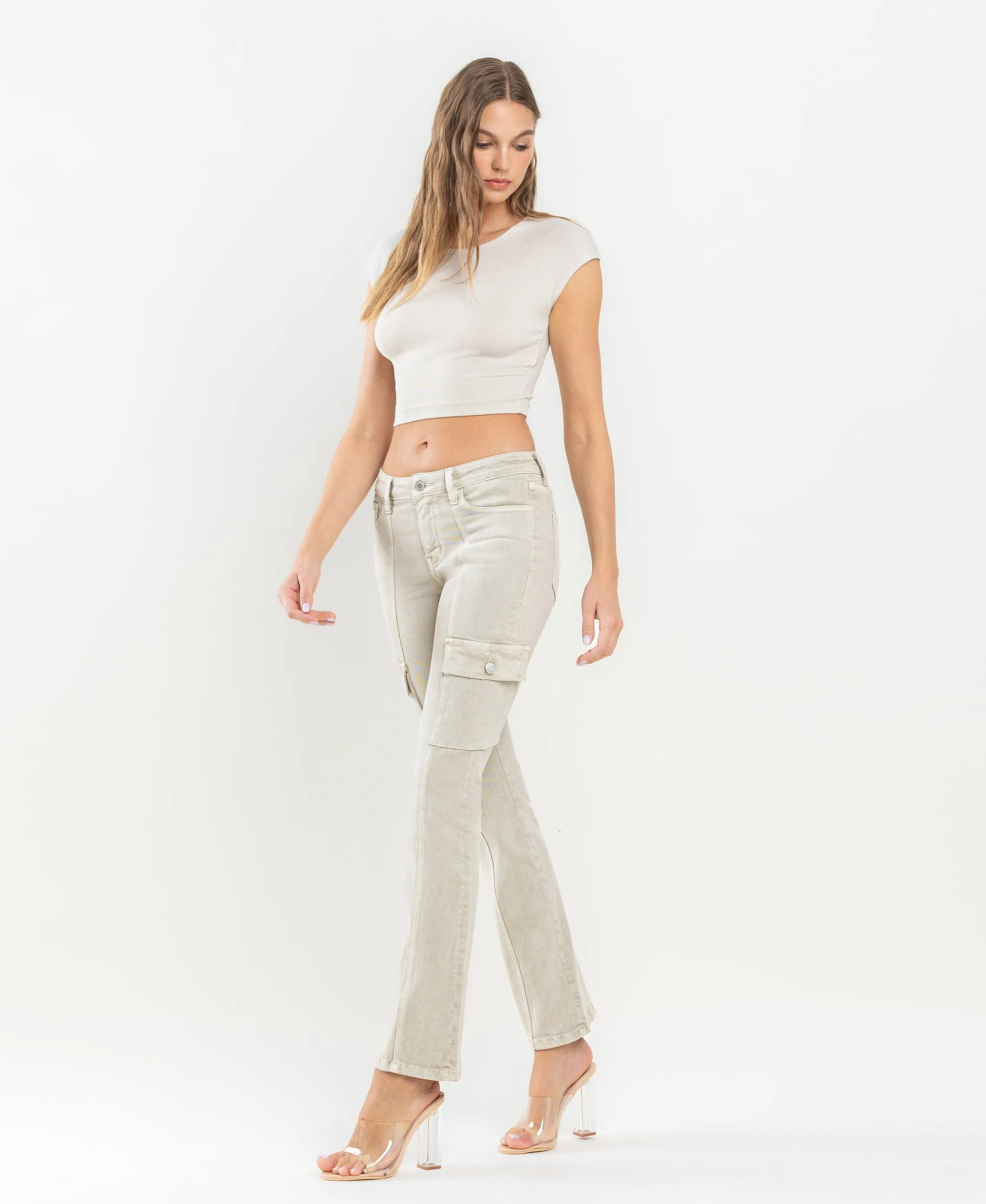 Peyote - Mid Rise Cargo Bootcut Jeans