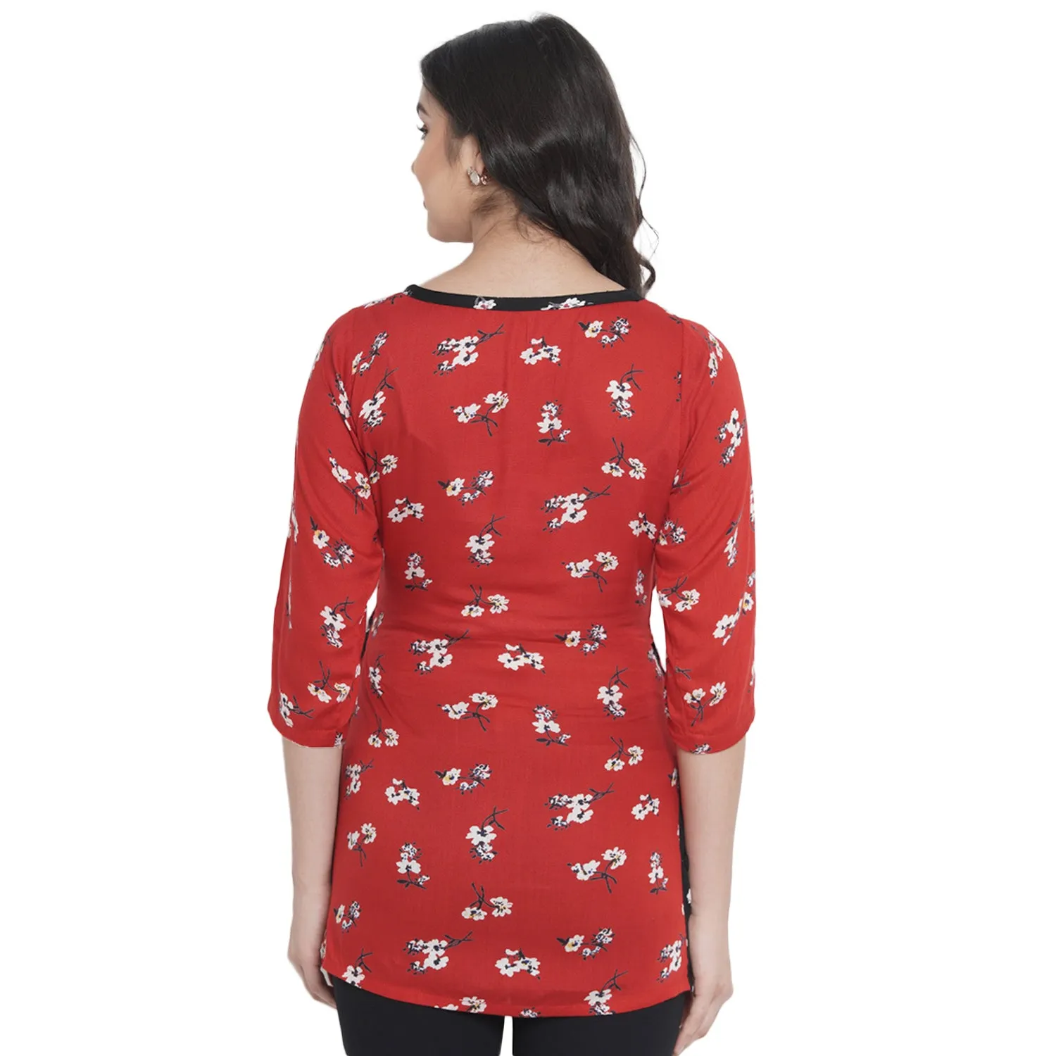 Red Floral Print Maternity and Pregnancy Top