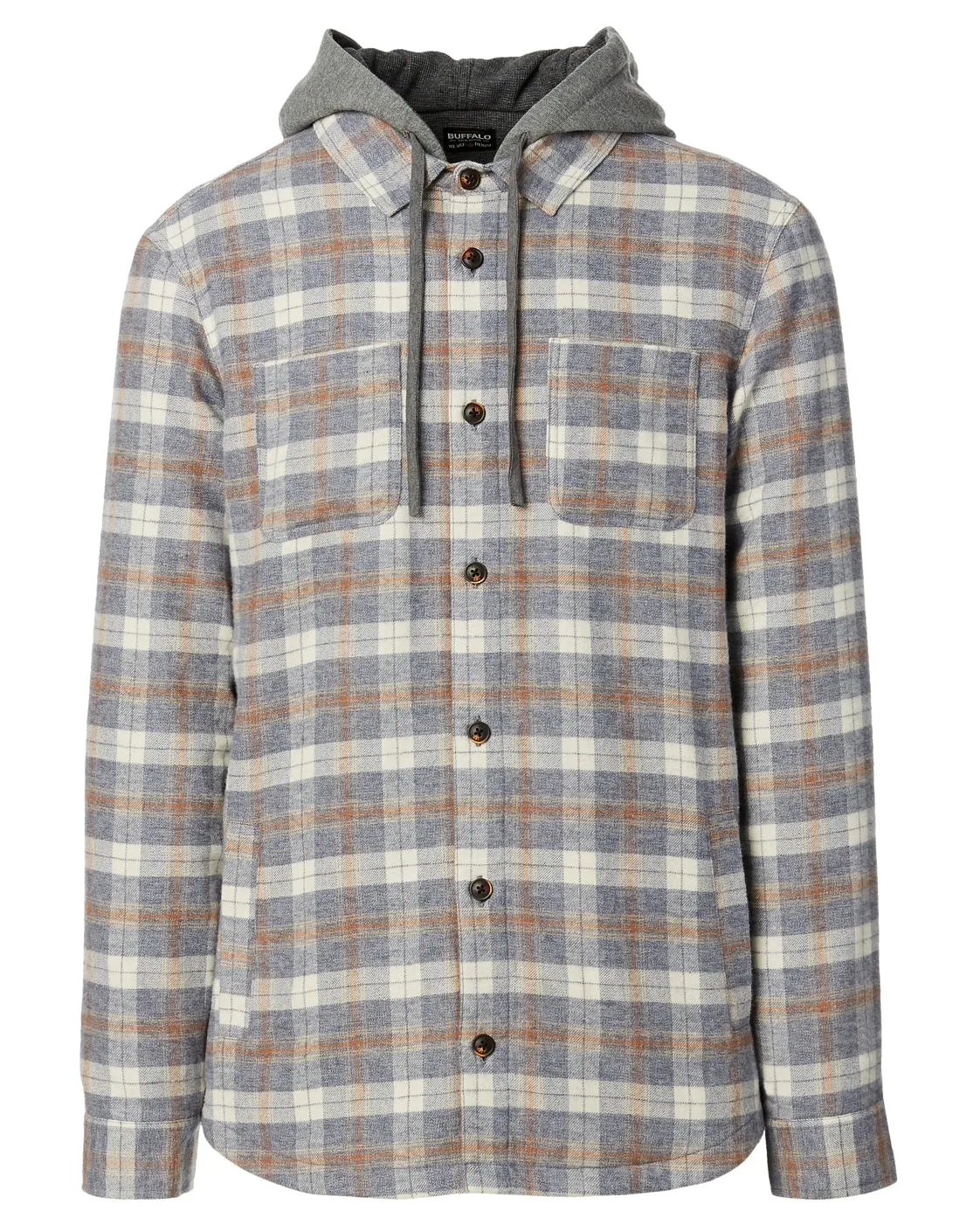 Sacket Men's Hooded Plaid Shacket in Grey - BM23662