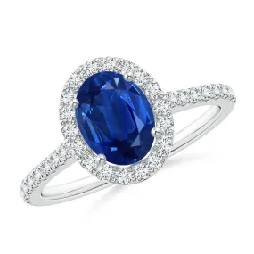 Sapphire & Diamond Halo Ring