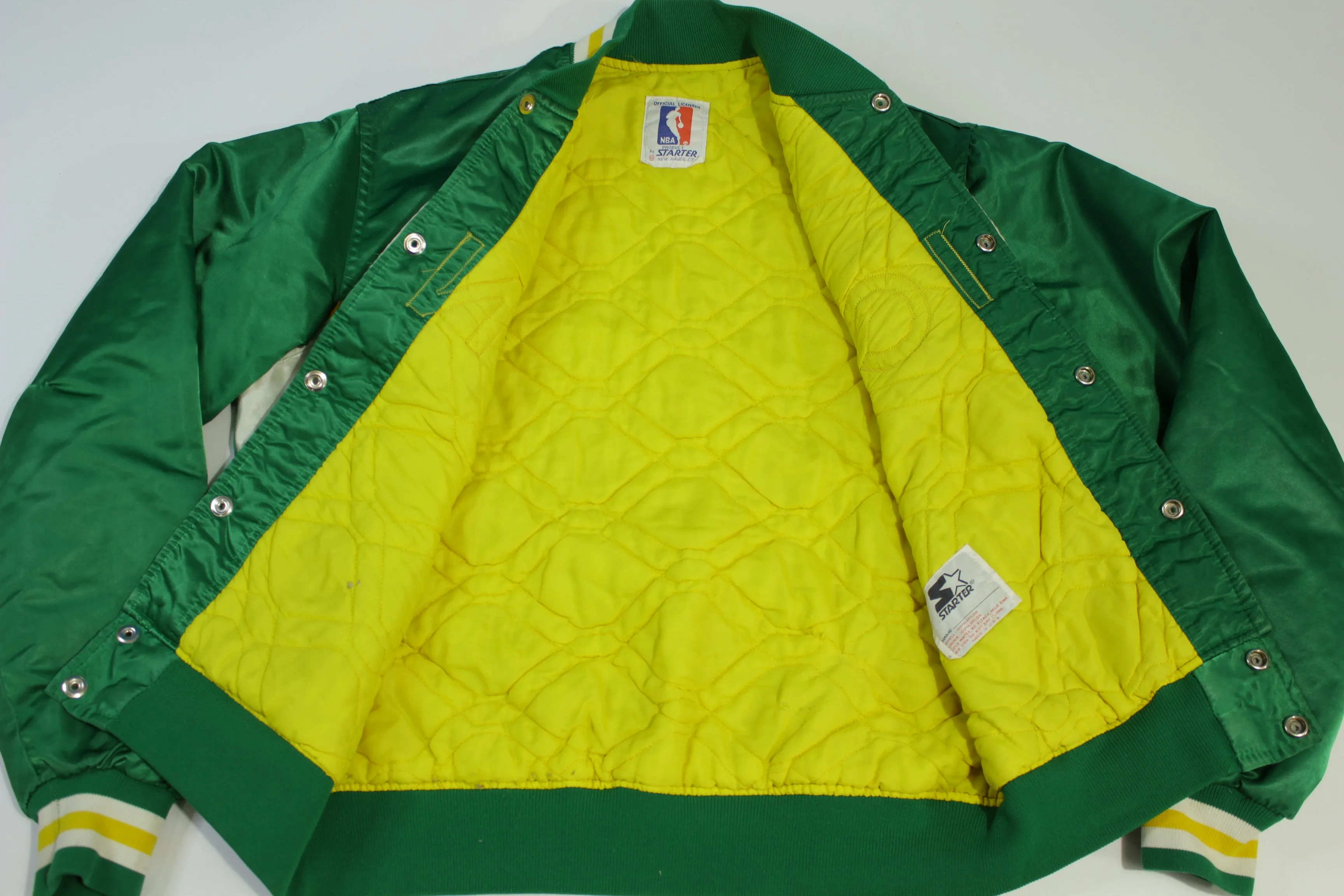 Seattle Sonics Quilt Lined Vintage 80's Made in USA Starter Jacket