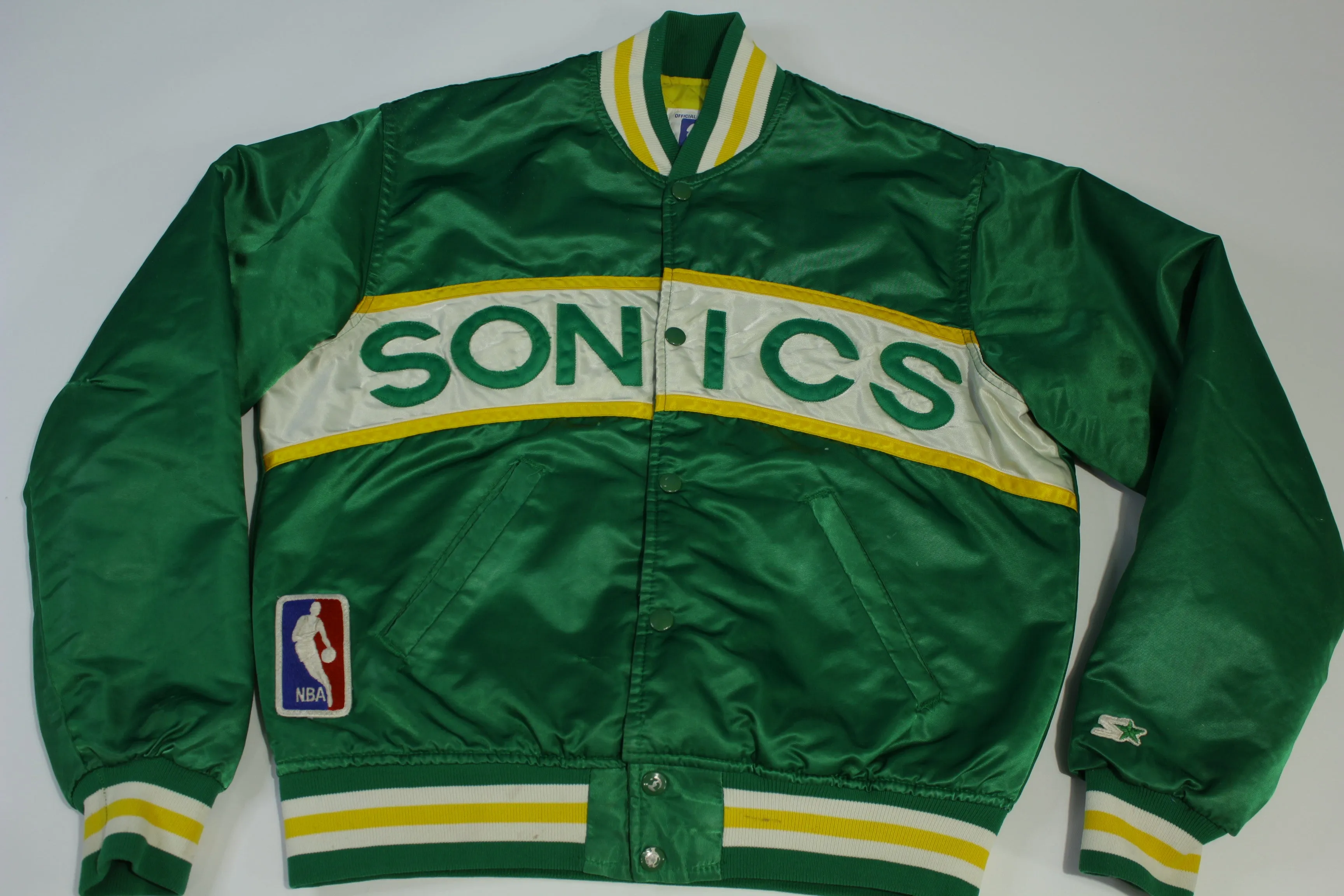 Seattle Sonics Quilt Lined Vintage 80's Made in USA Starter Jacket