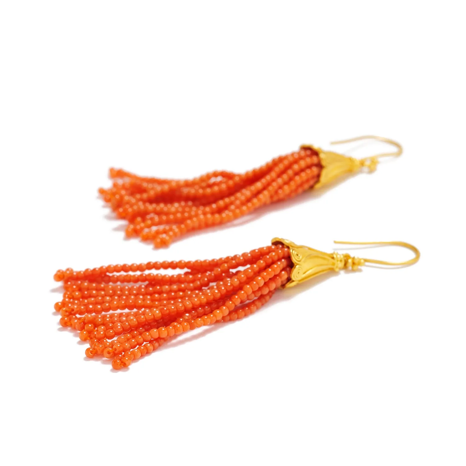 Spiral Cap Tassel Hook Earrings