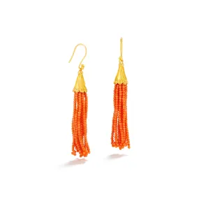 Spiral Cap Tassel Hook Earrings