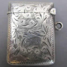 Sterling Silver Vesta Case Antique Edwardian Birmingham 1911