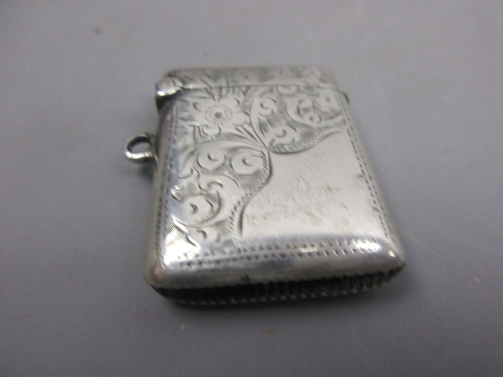 Sterling Silver Vesta Case Antique Edwardian Birmingham 1911