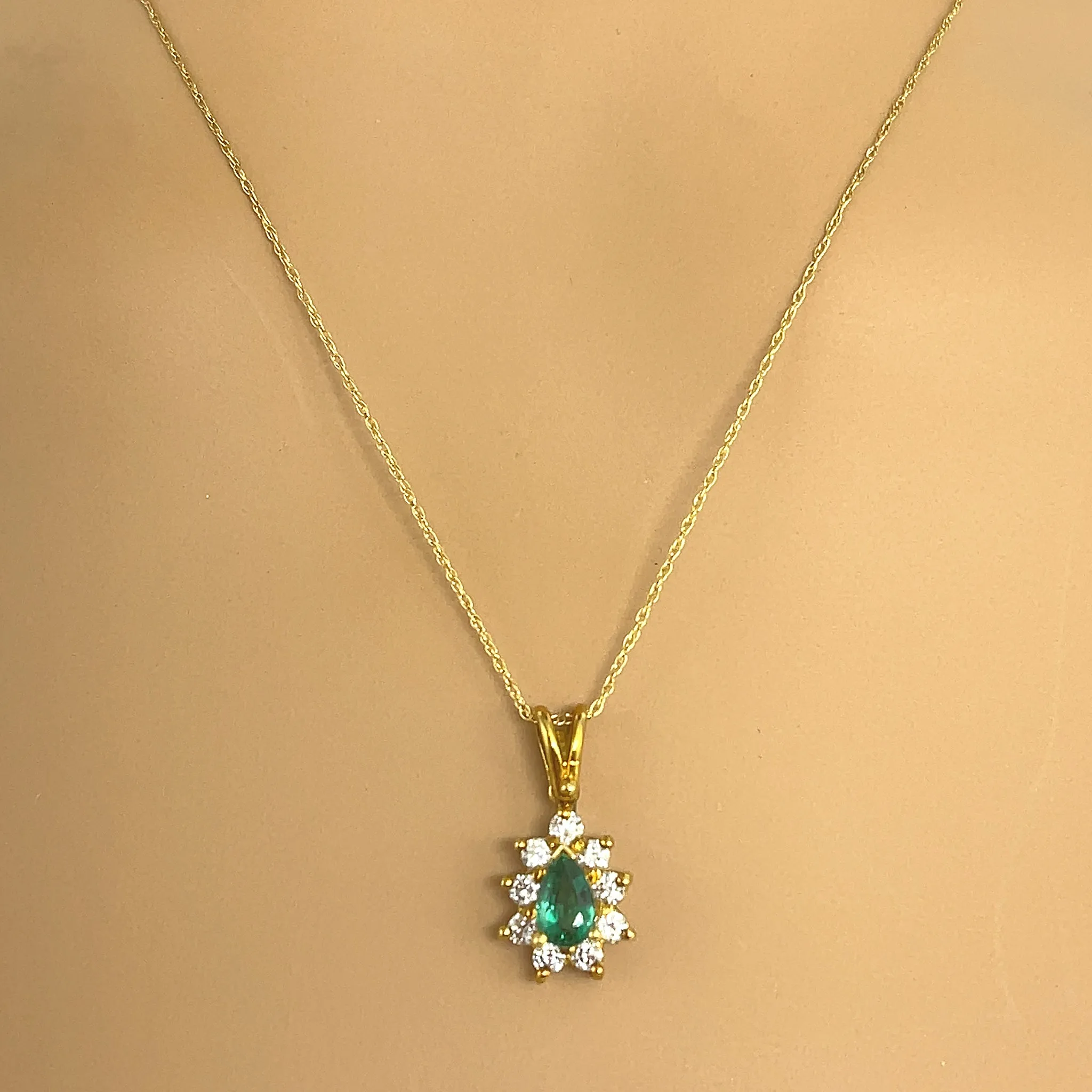 Sweet Emerald and Diamond Pendant