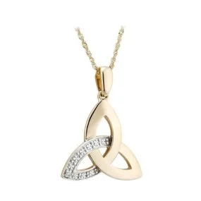 Trinity Knot Pendant in 10k gold with Diamond Accents.