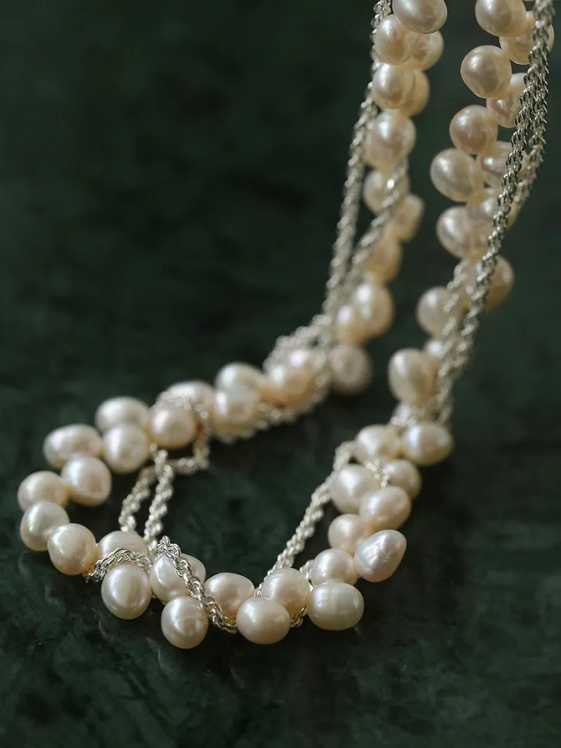 Twisted Chain Freshwater Pearls Beaded Necklace