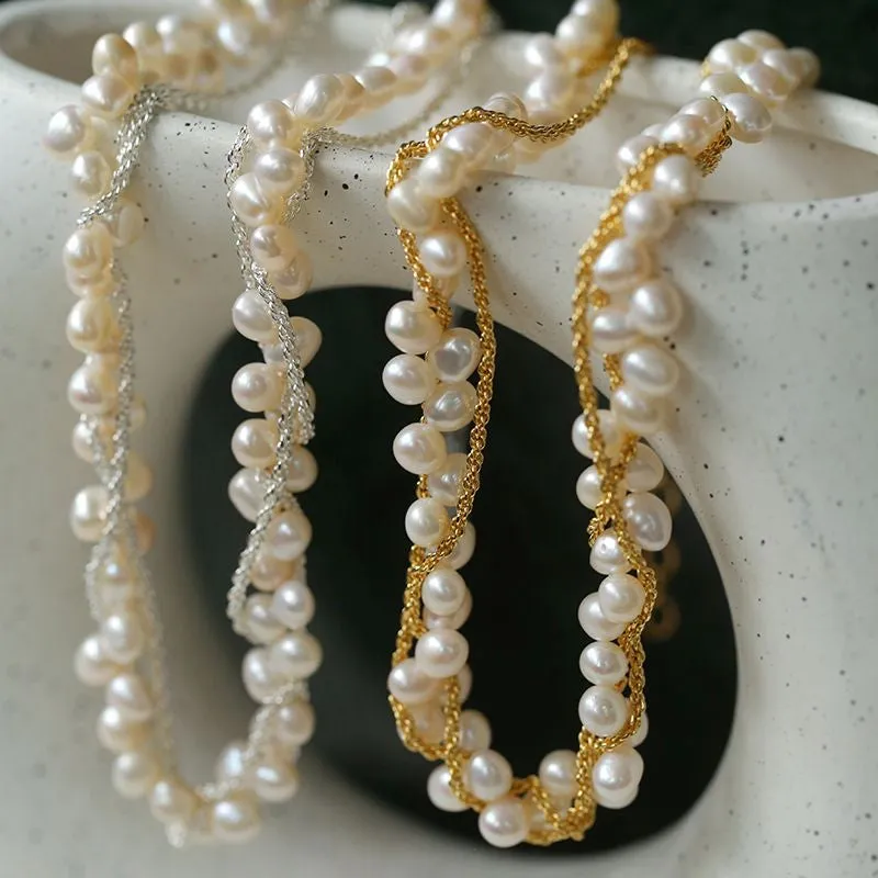 Twisted Chain Freshwater Pearls Beaded Necklace