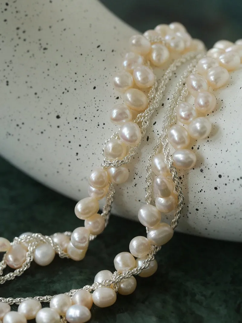 Twisted Chain Freshwater Pearls Beaded Necklace