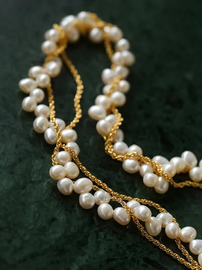 Twisted Chain Freshwater Pearls Beaded Necklace