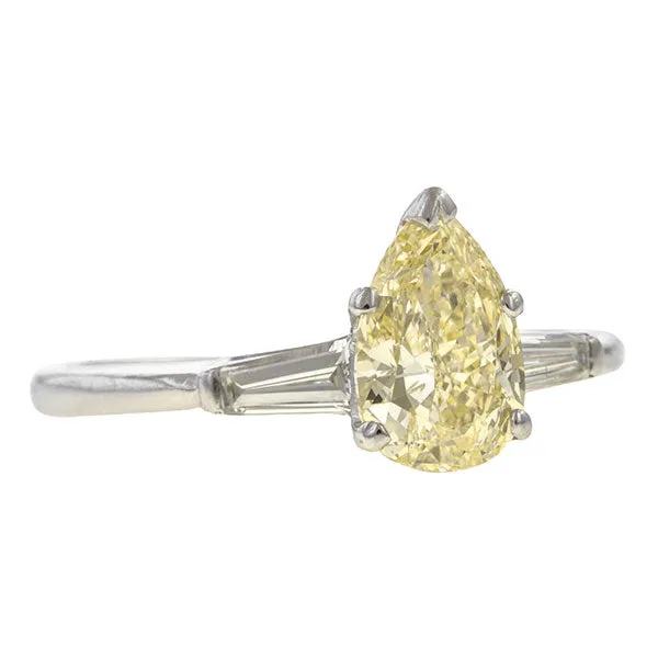 Vintage Pear Shaped Diamond Engagement Ring, 1ct.