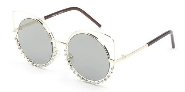 Women Round Cat Eye Fashion Sunglasses