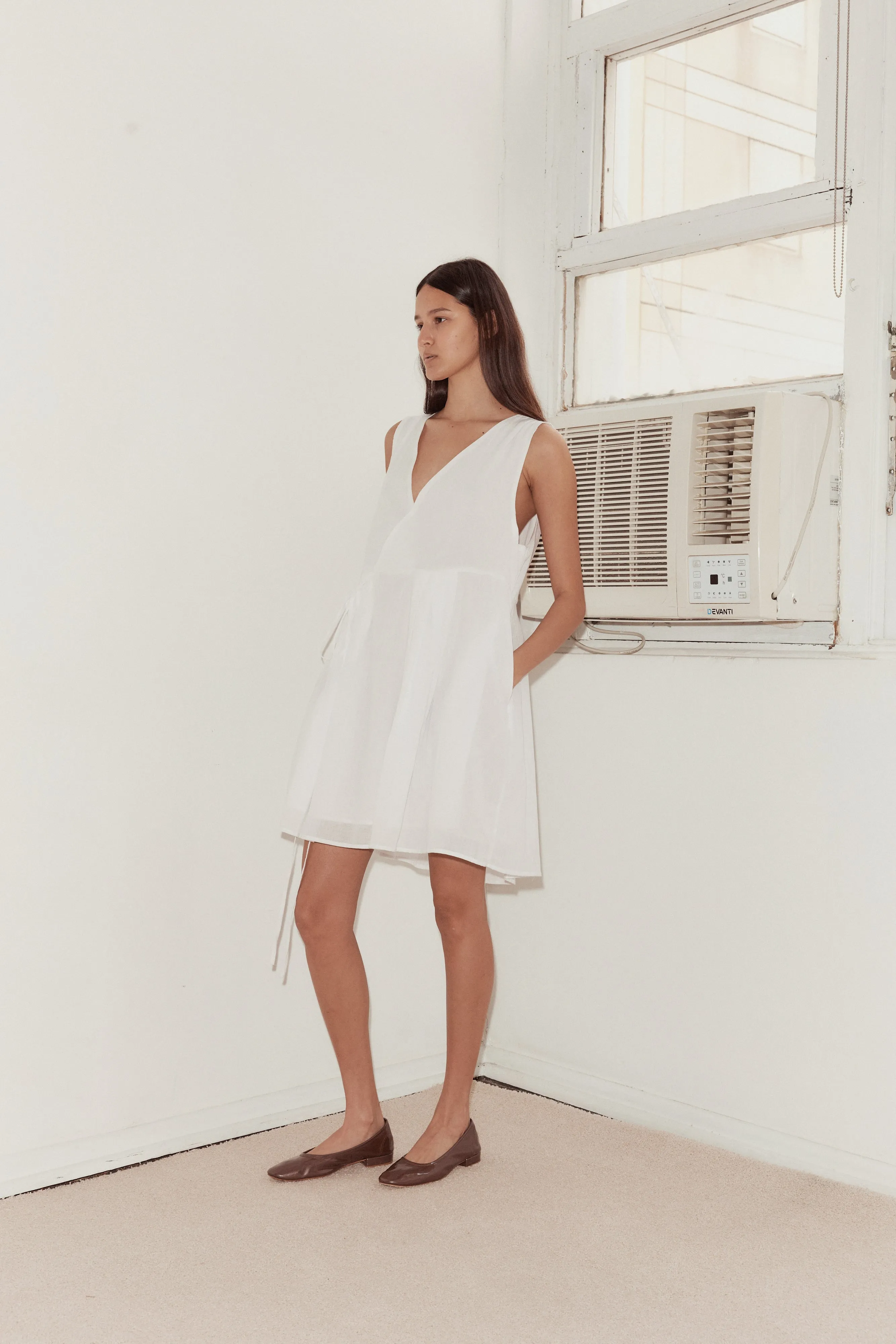 Wrap Tie Dress - White