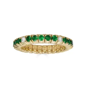 Yellow Gold Stretch Eternity Ring with Tsavorites